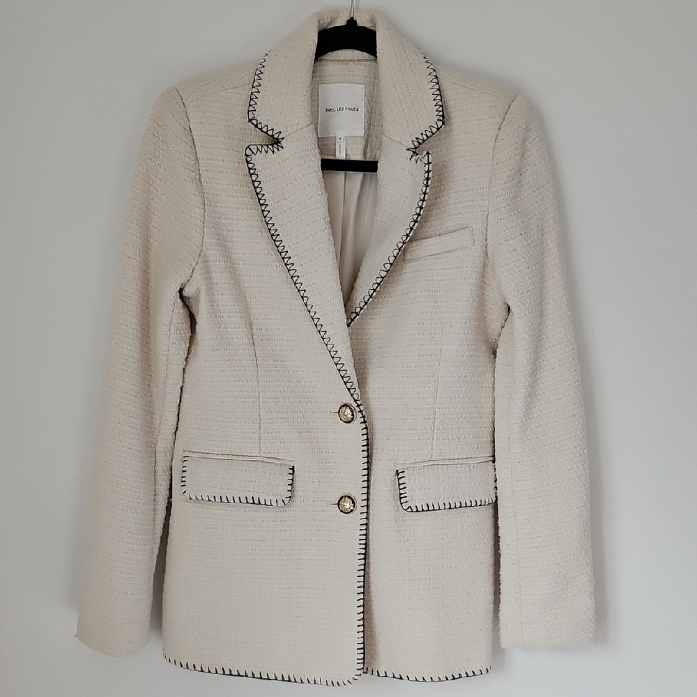 Cream Blazer with Black Trim